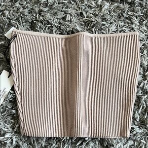 Babaton Taupe Ribbed Tube Top
